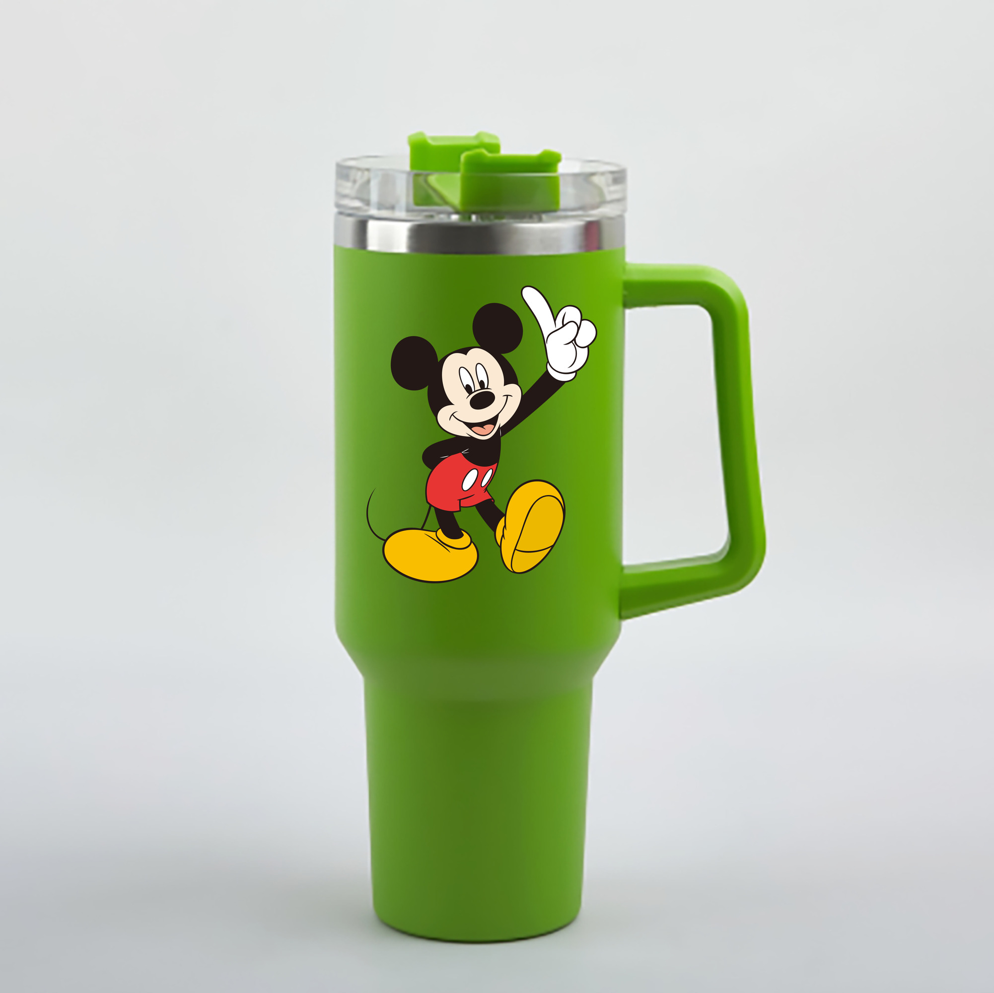 （画像用） ミッキーマウス Mickey Mouse 1200mL車用タンブラー - クリスタルステッカー（プラスチックストロー付き）